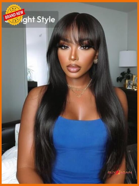 Loose Wave 7x5 Lace Front Wig with Curtain Bangs Glueless Human Hair 180 Density main image 6